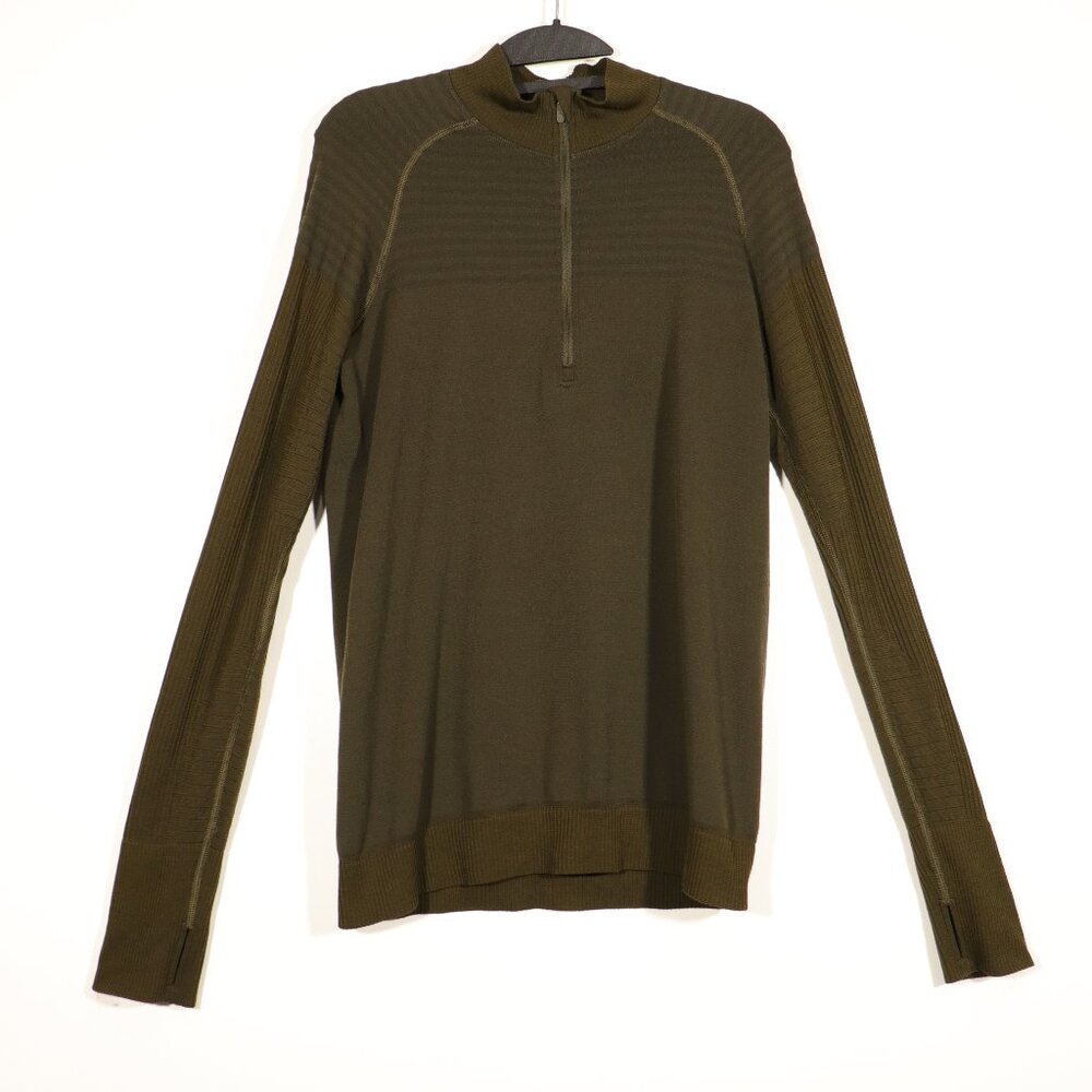 EUC Lululemon Dark Green Brown Pullover Size 10